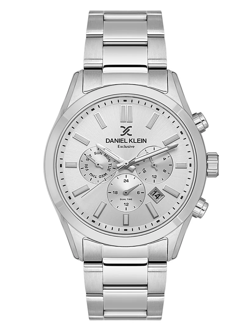 DANIEL KLEIN Men's Stainless Steel Silver Alloy Case Analog Silver Round Sunray Dial Japanese Quartz Exclusive 50 Meters Water Resistant